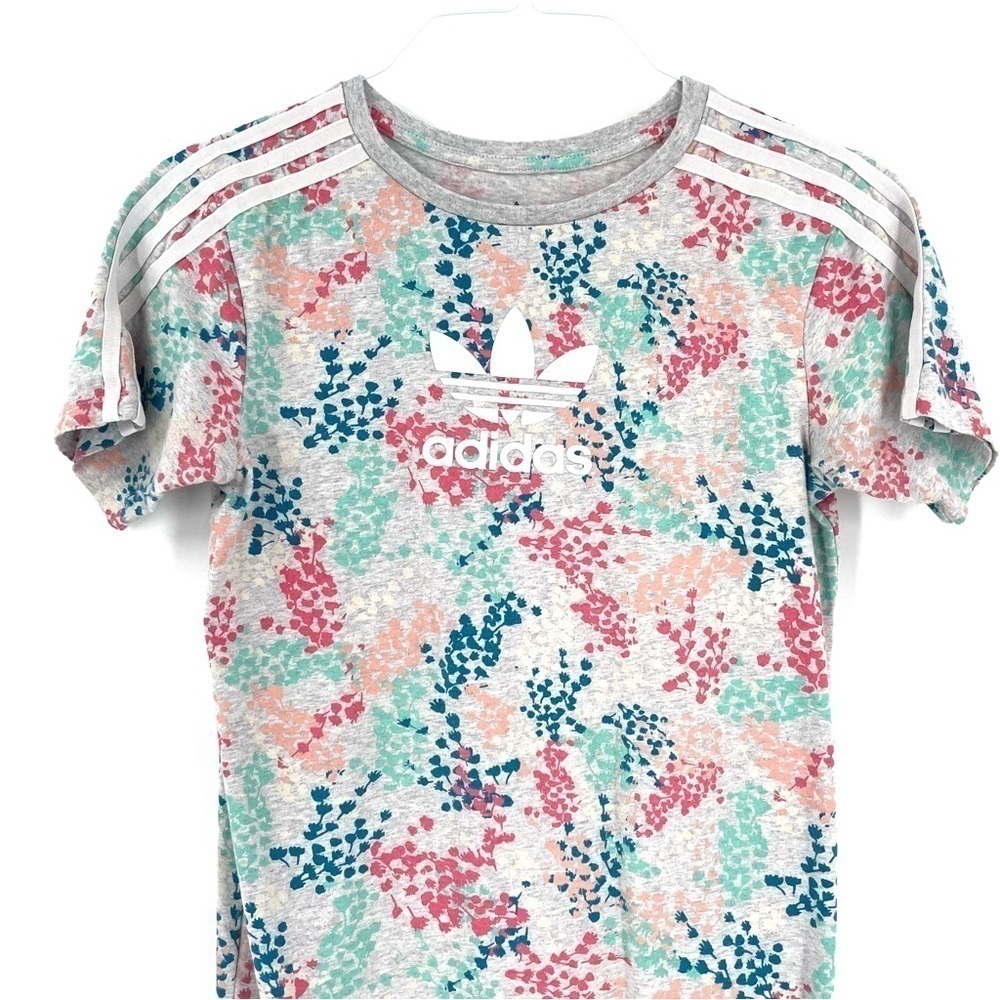 Adidas FLW Multicolor Floral Short Sleeve Athletic Lounge T Short Dress - Picture 3 of 7